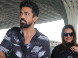 Huma Qureshi and Saqib Saleem pose together for paps at the airport