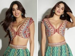 Janhvi Kapoor draws our attention to colour in a green and blue lehenga by Anita Dongre worth Rs. 1.40 lakh
