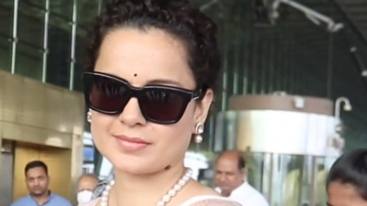 Kangana Ranaut walks like a boss lady in pink saree at the airport