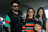Maniesh Paul poses with family at the airport
