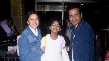 Manoj Bajpayee poses with family at the airport