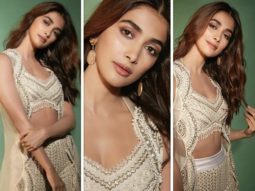 Pooja Hegde’s three-piece ivory co-ord set by Ridhima Bhasin for Cirkus promotions is the reception outfit of the season