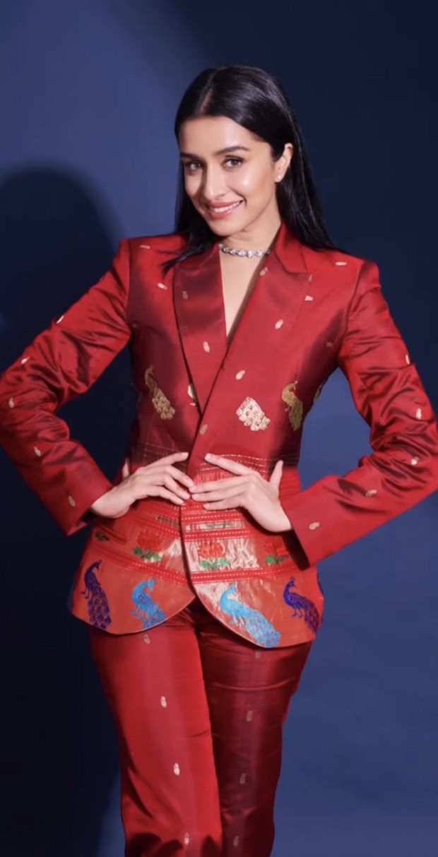 Shraddha Kapoor exudes elegance and glamor in red paithani pantsuit 