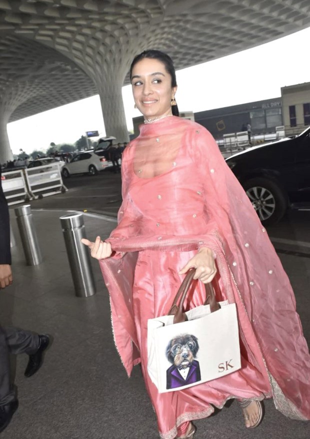 Shraddha Kapoor exudes ethnic elegance in pink Anarkali set by Gopi Vaid and customised bag 