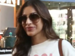 Sophie Choudry discusses football World Cup with paps at the airport