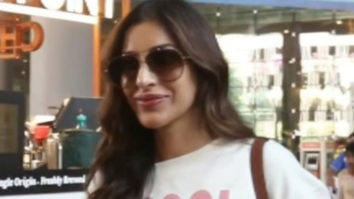 Sophie Choudry discusses football World Cup with paps at the airport