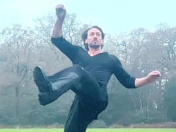 Tiger Shroff uses his powerful kick while playing football in the rain