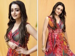 Trisha Krishnan, flaunting a colorful Saaksha & Kinni maxi dress for Raangi promotions, is a true fashion queen