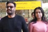Ajay Devgn gets snapped with daughter Nysa Devgn at the airport