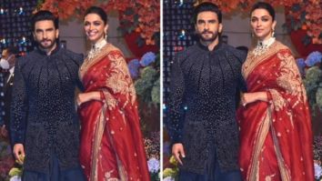 Deepika Padukone in bright red saree and Ranveer Singh in black bandgala at Anant Ambani & Radhika Merchant’s engagement party is a lesson in couple dressing for weddings
