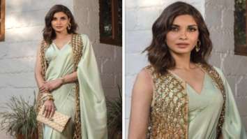 Diana Penty is elegance beyond compare in a mint green saree and a honeycomb jacket that cost Rs.2.11 lakh