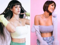 Disha Patani shows off her persistent love of anime in a new collection of photos while wearing a purple crop top, skirt, and bob hairdo