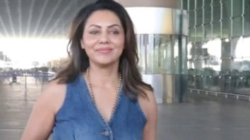 Gauri Khan rocks a denim outfit as she poses for paps at the airport