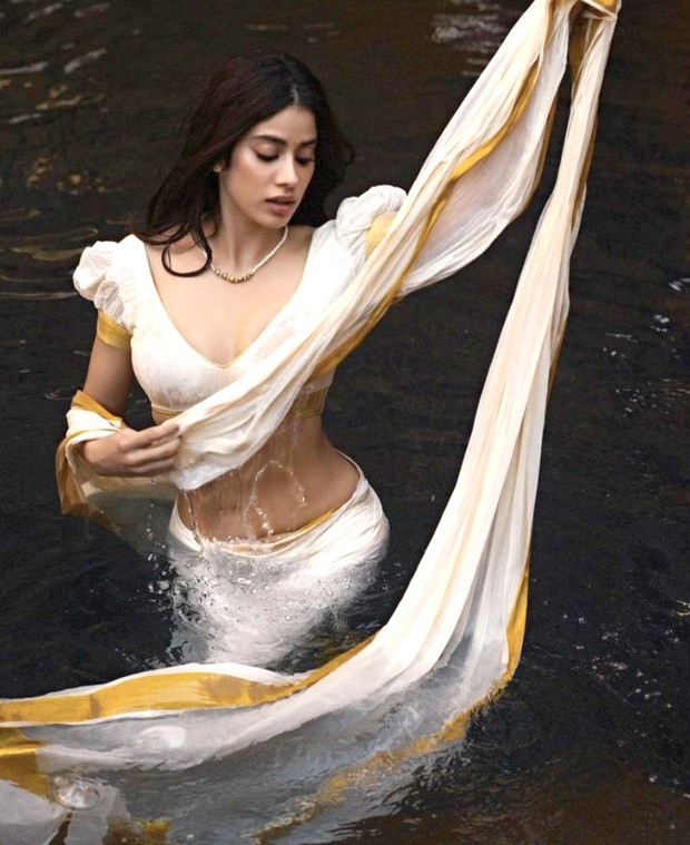 Janhvi Kapoor is the jalpari of our dreams in white-gold saree for this water photoshoot