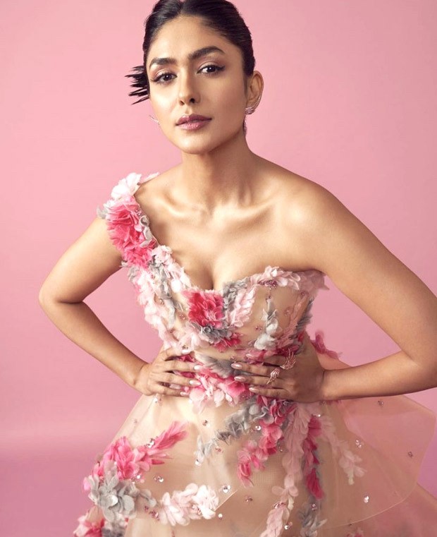 Mrunal Thakur celebrates her fairy-tale moment in a pink floral embellished gown by Saiid Kobes