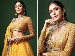 Mrunal Thakur conveys her fans wishes for Pongal and Makar Sankranti with a series of photographs wearing a yellow silk organza lehenga