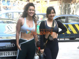 Photos: Neha Sharma and Aisha Sharma spotted outside a gym in Bandra