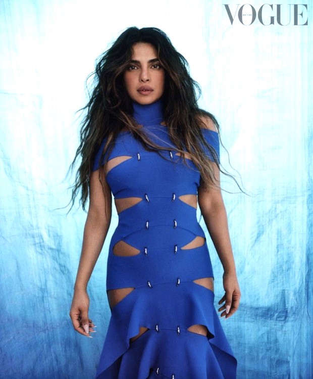 Priyanka Chopra ups the glam factor significantly in a blue cut-out dress for Vogue cover shoot
