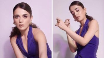 Radhika Madan makes a strong case for colour purple in Intrinsic co-ord set that has a waist coat and flared pants for Kuttey promotions
