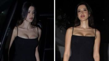 Shanaya Kapoor appears to be the party’s centre of attention in slinky black maxi dress