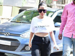 Uorfi Javed gets clicked flaunting ‘Not a Nepo Baby’ crop top for her meet with Rupali Chakankar