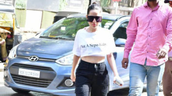Uorfi Javed gets clicked flaunting ‘Not a Nepo Baby’ crop top for her meet with Rupali Chakankar