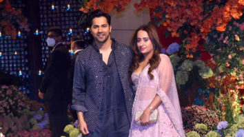 Varun Dhawan gets clicked at Anant Ambani’s engagement ceremony with wife Natasha & Dinesh Vijan