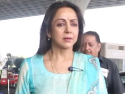 Hema Malini looks beautiful in a blue salwar at the airport