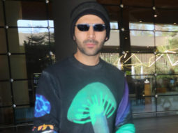 Kartik Aaryan poses for paps at the airport sporting a black beanie