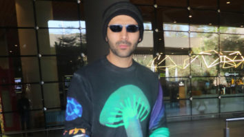Kartik Aaryan poses for paps at the airport sporting a black beanie