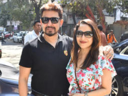 Madhuri Dixit poses with husband as they get clicked at Mizu