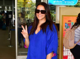 Neha Dhupia looks pretty as she smiles for paps at the airport