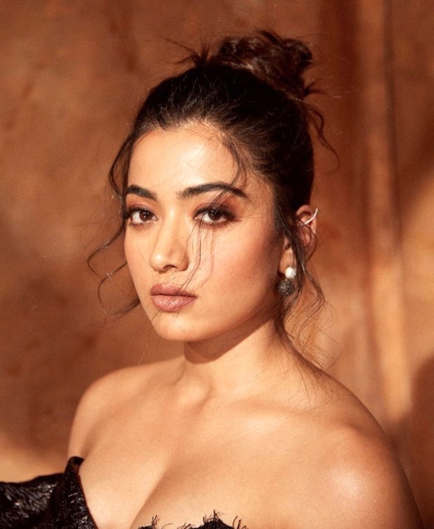 Rashmika Mandanna's black lace mini dress with a flowing train wonderfully encapsulates red carpet fashion 