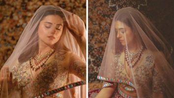 Ridhi Dogra exudes elegance like a masterpiece in a red and beige embellished lehenga