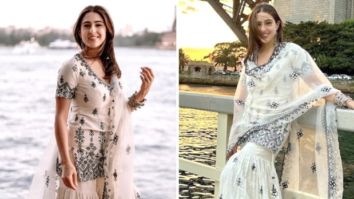 Sara Ali Khan is vying with Sydney’s beauty in a white gharara set by Sureena Chowdhri that costs Rs.31K