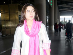 Sara Ali Khan pairs up a pink dupatta with white salwar at the airport
