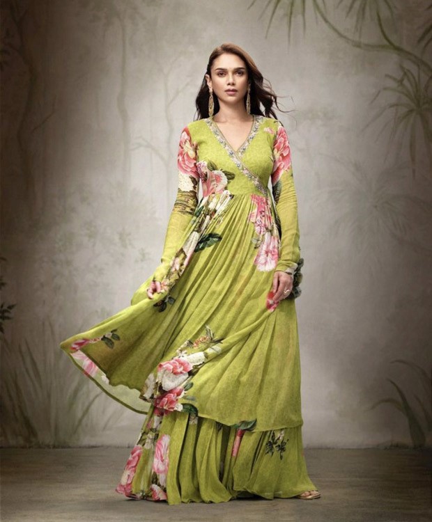 Aditi Rao Hydari puts her ethnic aesthetic on point for Ugadi Pachadi in a flowery Angrakha kurta and palazzo 