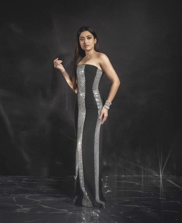 BH Style Icons 2023: Rashmika Mandanna puts her most fashionable foot forward in a strapless black and silver panelled column gown 