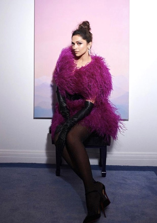 Deepika Padukone goes all out with feathers in a purple feather dress by Naeem Khan for Oscars after party 