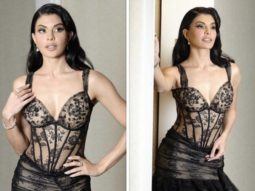 Jacqueline Fernandez is an absolute masterpiece in corset gown for the Annual Academy Award Viewing Party hosted by Elton John