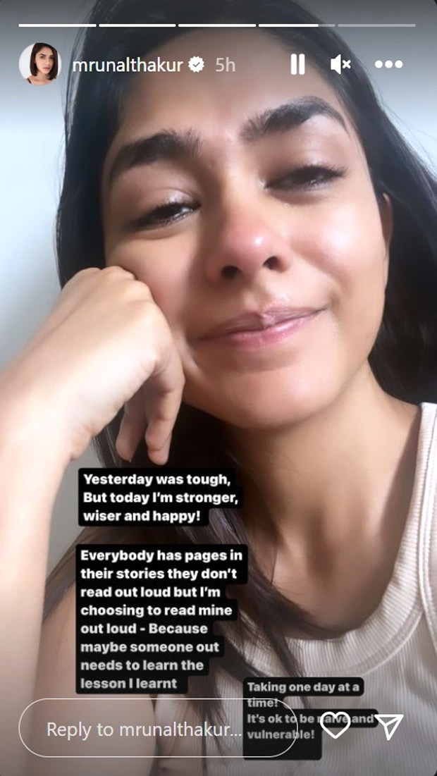 Mrunal Thakur shares a crying photo of herself; says, “Taking one day at a time!”