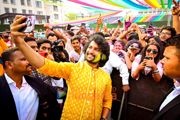 Photos: Nani snapped promoting Dasara at a Holi event in Mumbai | Parties & Events