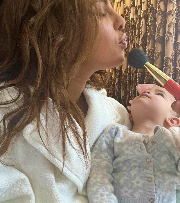 Priyanka Chopra gets her make-up done as baby Malti Marie adorably looks at her in her arms, see photo