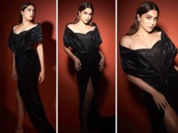 Sharvari Wagh brightens up our drab Monday with a black satin dress by Shantanu & Nikhil