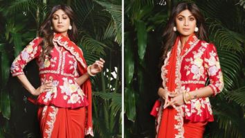 Shilpa Shetty’s crimson saree and peplum blouse give ethnic clothing a contemporary touch