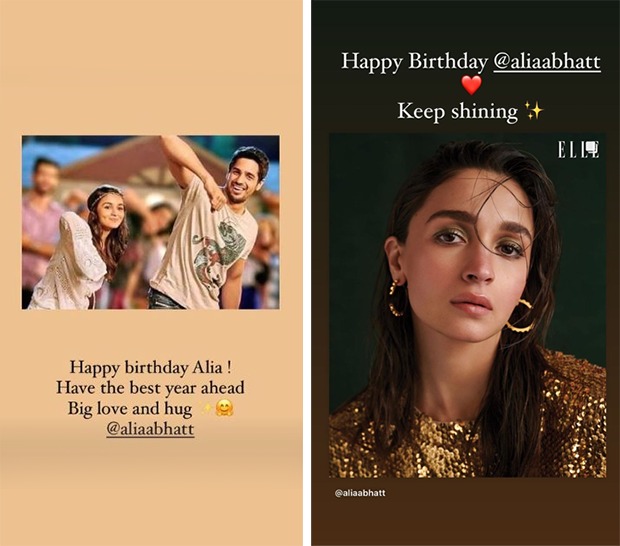 Sidharth Malhotra and Kiara Advani share special birthday wishes for Alia Bhatt