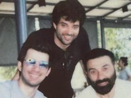 Sunny Deol and son Karan Deol visit debutant Rajveer Deol on the sets of his upcoming movie; see photo
