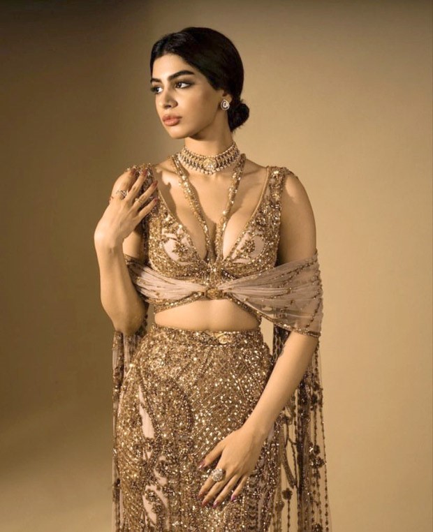 All the glitters is Khushi Kapoor in golden mermaid lehenga by Falguni & Shane peacock for NMACC