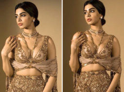 All the glitters is Khushi Kapoor in golden mermaid lehenga by Falguni & Shane peacock for NMACC