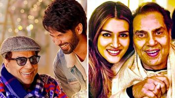 Dharmendra shares pictures with co-star Shahid Kapoor and Kriti Sanon as they wrap up their untitled next; see pictures